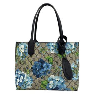 GUCCI GG Blooms 546323 Beige Navy Multi PVC Leather - Tote Bag